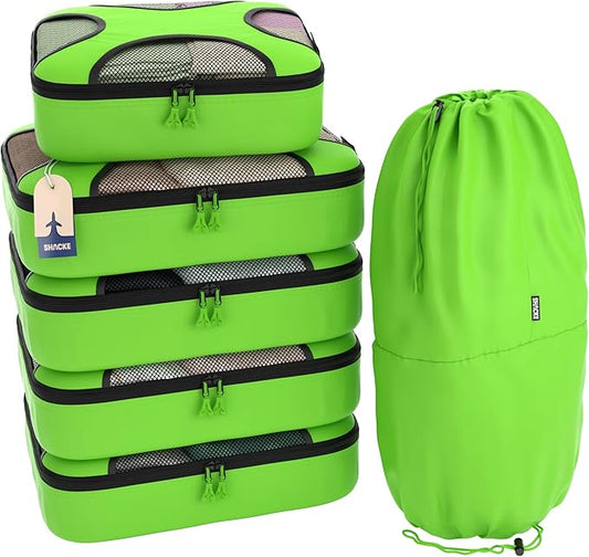 Shacke 6 Set Packing Cubes for Travel - Compression Packing Bags/Travel Organizer - Luggage Organizer Bags for Traveling - Travel Essentials for Women - Cruise Must Haves Packing List