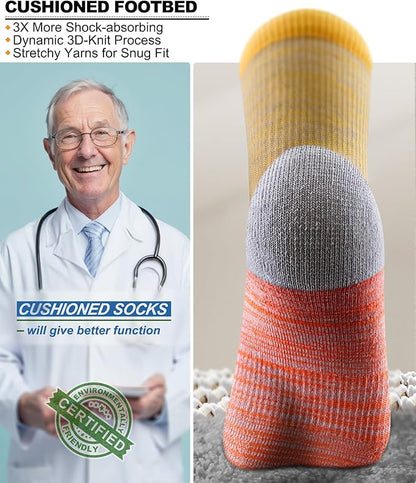 BULLIANT Compression Socks for Men 6Pairs, Athletic Crew Socks Cushioned For Men Sports Running-Arch Support