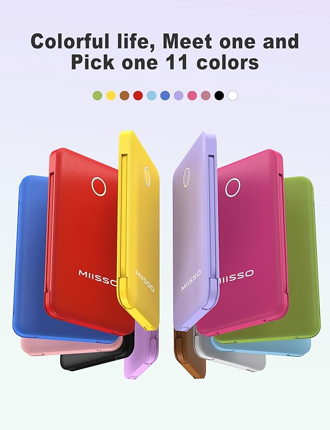 miisso 6000mah Ultra Slim Built in Cables Power Bank, Card Size Built in USB C Cords Battery Pack Portable Charger for Phones, 3 Output External Battery Pack Compatible with iPhone, Brown