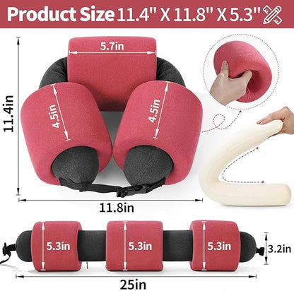 3-Ring Memory Foam Travel Neck Pillow It has obtained a Patent. The Three Rings can be movably Adjusted to Provide Flexible Support for The Neck, Head, and Other Areas.Peach Pink