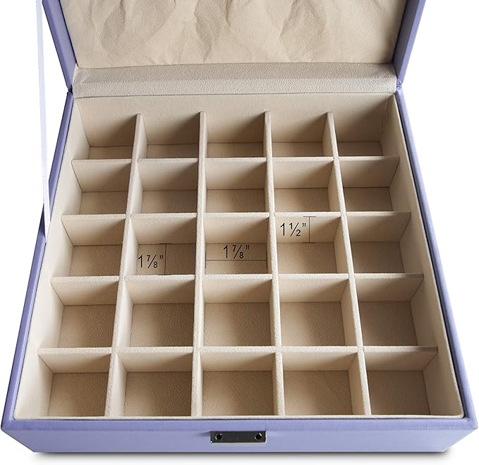 Frebeauty Earring Organizer Classic Jewelry Box 50 Slots Double Layer Jewelry Storage Case with 6 Necklace Hook and Bracelet Pocket(Purple)