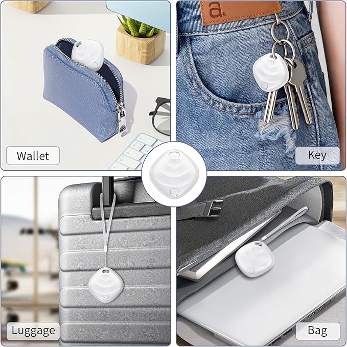 Air Tracker Tags-4 Pack, Smart Bluetooth Tracker Works with Apple Find My (iOS Only), Tracking Tag with Lanyard, Item Finder for Luggage, Key, Suitcases, Replaceable Battery(Not for Android Devices)