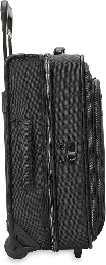 Briggs & Riley 22" Carry-On 2-Wheel Garment Bag - Carry On Luggage for Travel, Suitcases with Wheels, Softside Rolling Bag for Men & Women, Built in Hook for Clothes - Baseline Collection, Black