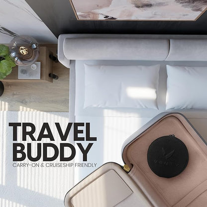 VENTY Portable Fan - Wireless Battery Operated Fan - 4 Speeds - LED Lighting - Carry Case & Remote Control - Cruise Travel - Outdoor Travel RV Power Bank With USB-C Port (Red with Case)