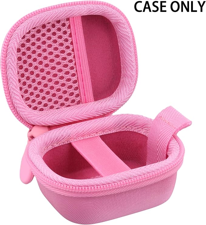 co2CREA Hard Case for Beats Powerbeats Fit with Carabiner Clip, Shockproof Earbuds Storage Box – Protective Travel Cover for Wireless Noise Cancelling Earbuds (Pink Case)