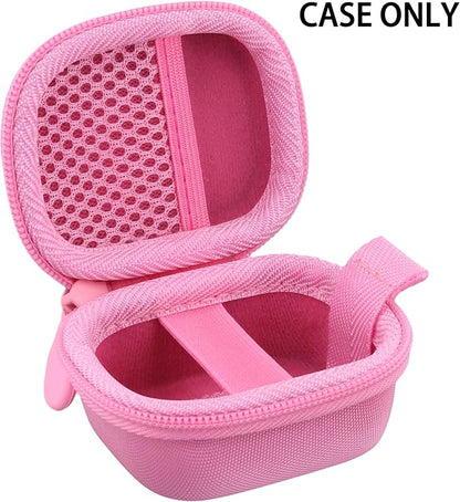 co2CREA Hard Case for Beats Powerbeats Fit with Carabiner Clip, Shockproof Earbuds Storage Box – Protective Travel Cover for Wireless Noise Cancelling Earbuds (Pink Case)