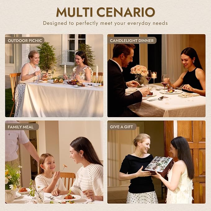 KINGSTONE 10-Piece Silverware Set, 18/10 Stainless Steel Flatware Cutlery Set with Hexagon Handle, for Hotel, Home, Party, Wedding Gift, Mirror Polish and Dishwasher Safe