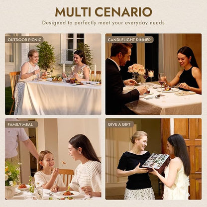 KINGSTONE 5-Piece Silverware Set, 18/10 Stainless Steel Flatware Cutlery Set with Hexagon Handle, for Hotel, Home, Party, Wedding Gift, Mirror Polish and Dishwasher Safe