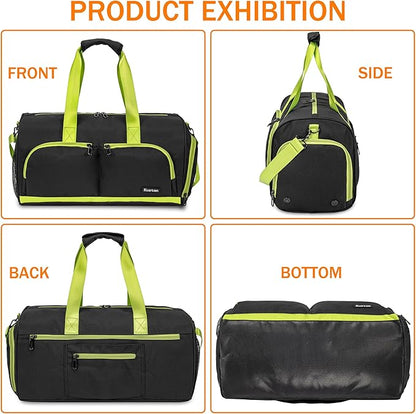 Kuston Sports Gym Bag with Shoes Compartment &Wet Pocket Gym Duffel Bag Overnight Bag for Men and Women