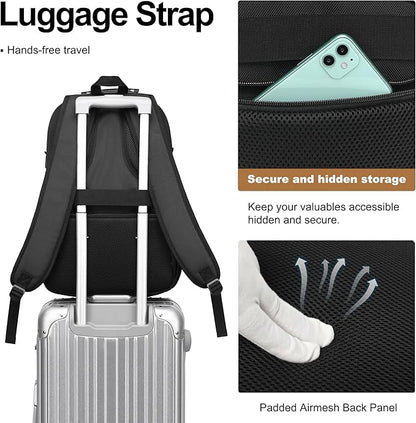 Boavan Laptop Backpack for men, 17.3 inch Laptop Bag with USB Port, Waterproof Travel Work Backpack Purse, Anti-Theft Teacher Nurse Doctor Casual Bookbags Office Business backpack，Black&Orange