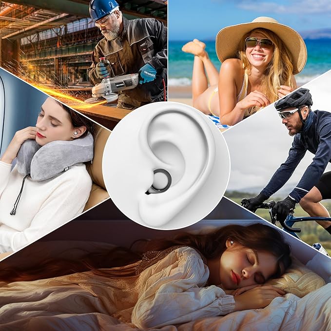 Ear Plugs, 35dB Silicone Earplugs with 4 Eartips and Carrying Case, Reusable Noise-Reducing Earplugs for Sleep, Everyday Noise Relief with Clear Speech for Sleep, Work, Study, Focus, Black