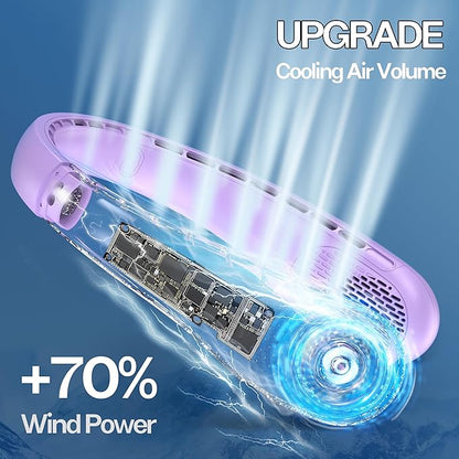 KIDEE Neck Fan, Bladeless Neck Fans Portable Rechargeable, Upgrade 360° Airflow, 3 Speeds, Headphone Design, 4000mAh Battery Operated Personal Wearable Fan Hands Free for Travel Indoor Outdoor