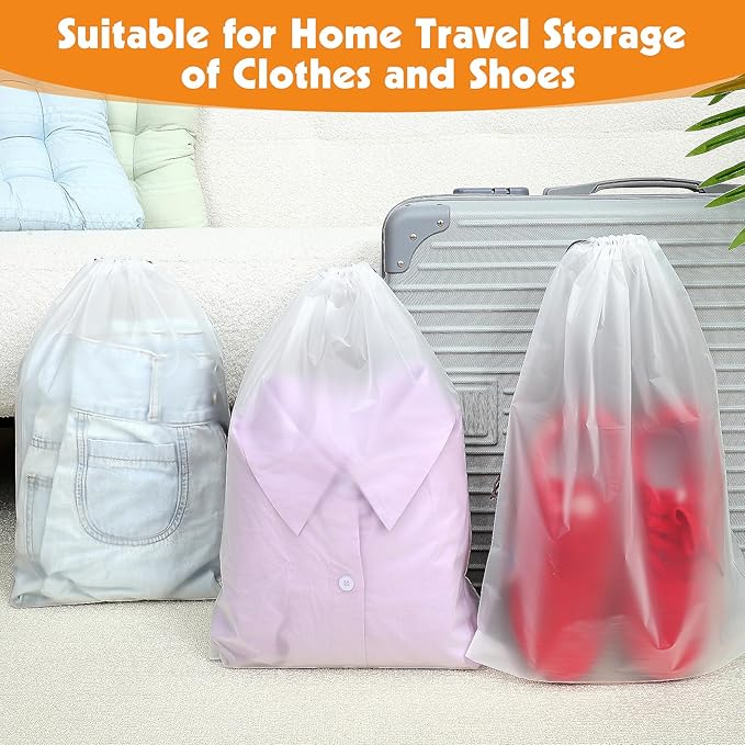 100 Pack Shoe Bags for Travel, 15.7" x 11.8" Large Clear Travel Shoe Bag Vacation Essentials Cruise Essentials Portable Drawstring Packing for Men & Women