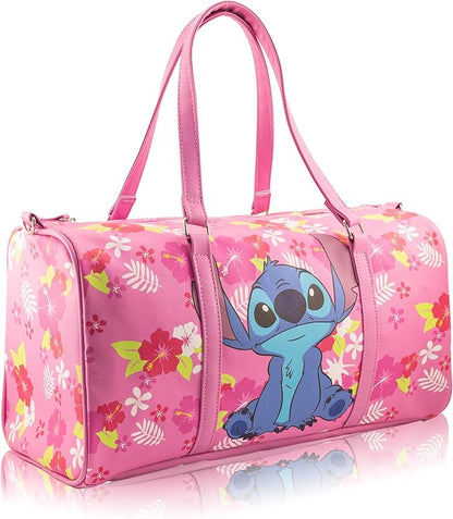 Disney Stitch Mini Duffle Bag for Girls | Small Travel Bag with Hawaiian Print | Lightweight Disney Overnight Bag with Adjustable Strap | Ages 3+
