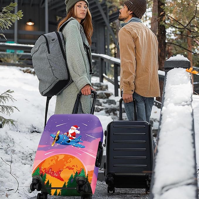 FOREVER QUEEN Santa Claus - Travel Luggage Cover Suitcase Protector Suitcase Cover Anti-Scratch,Stretchable Bag Cover Washable Durable Polyester