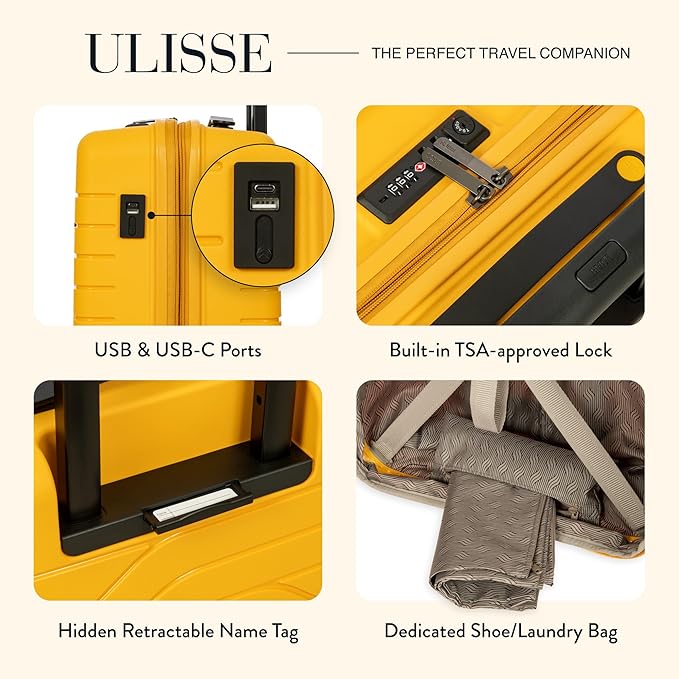 Bric's B|Y Ulisse Spinner Carry-On Suitcase, Lightweight Expandable Hard Shell Luggage with TSA Lock and Smooth 360° Wheels 21 Inch – Mango
