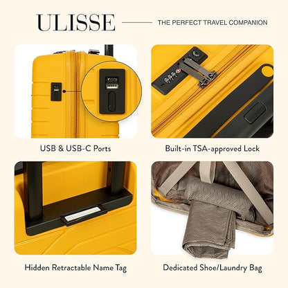 Bric's B|Y Ulisse Spinner Carry-On Suitcase, Lightweight Expandable Hard Shell Luggage with TSA Lock and Smooth 360° Wheels 21 Inch – Mango
