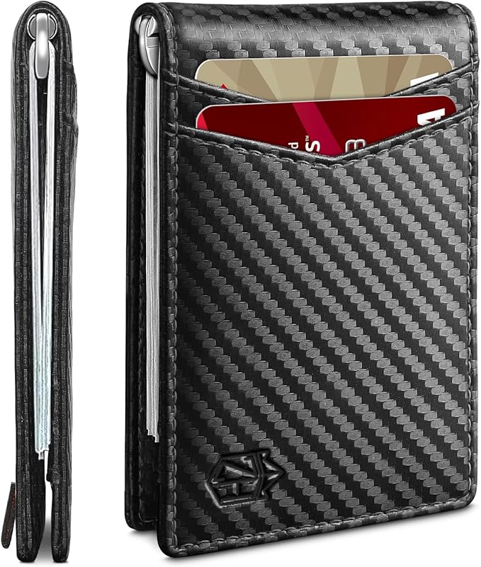 Zitahli Wallet for Men-6 Slots ID Window-Mens Wallets-Slim Wallet Classic Spring Money Clip RFID Blocking-Gift for Men