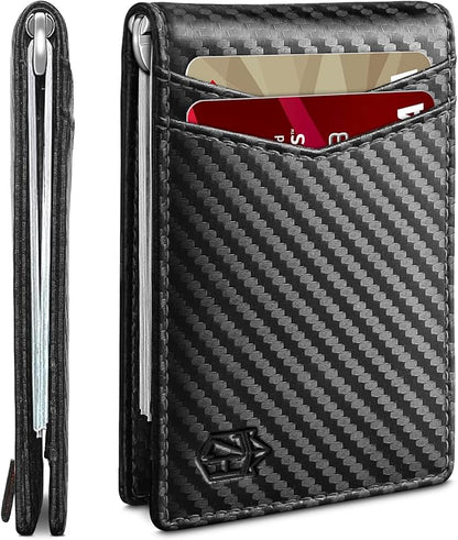 Zitahli Wallet for Men-6 Slots ID Window-Mens Wallets-Slim Wallet Classic Spring Money Clip RFID Blocking-Gift for Men