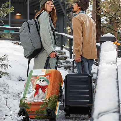 FOREVER QUEEN Cute cat Luggage Cover Suitcase Protector Suitcase Cover Anti-Scratch,Stretchable Bag Cover Washable Durable Polyester