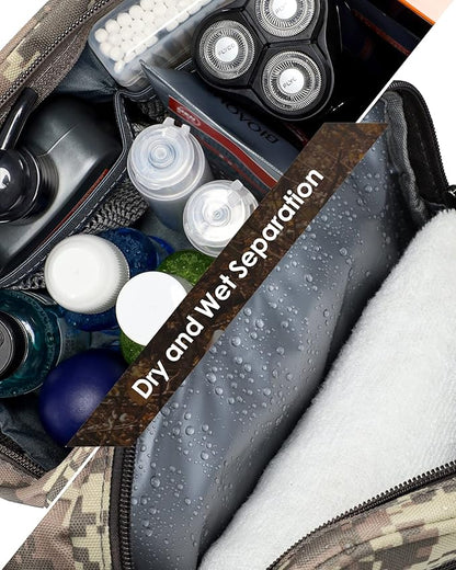 TACTICISM Toiletry Bag for Men - Dry Wet Separate Travel Toiletry Bag, Tactical Molle Dopp Kit for Men with Large Capacity, Water-Resistant Shaving Bag for Adult Women for Travel, ACU Camo