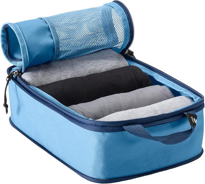Eagle Creek Pack-It Reveal Carry-On Set - Compression Cube S (2x) & M (1x) & Clean/Dirty Cube M - Angled Zipper Stackable Carry-On Packing Tubes - Travel Essentials - Blue Dawn