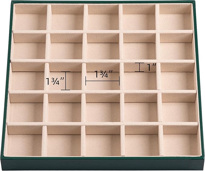 Frebeauty Earring Organizer Classic Jewelry Box 50 Slots Double Layer Jewelry Storage Case with 6 Necklace Hook and Bracelet Pocket(Blackish Green)