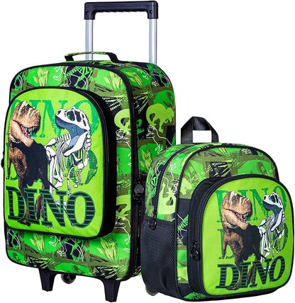 Kids Luggage for Boys and Girls, Cute Dinosaur Unicorn Rolling Wheels Suitcase for Toddler Children