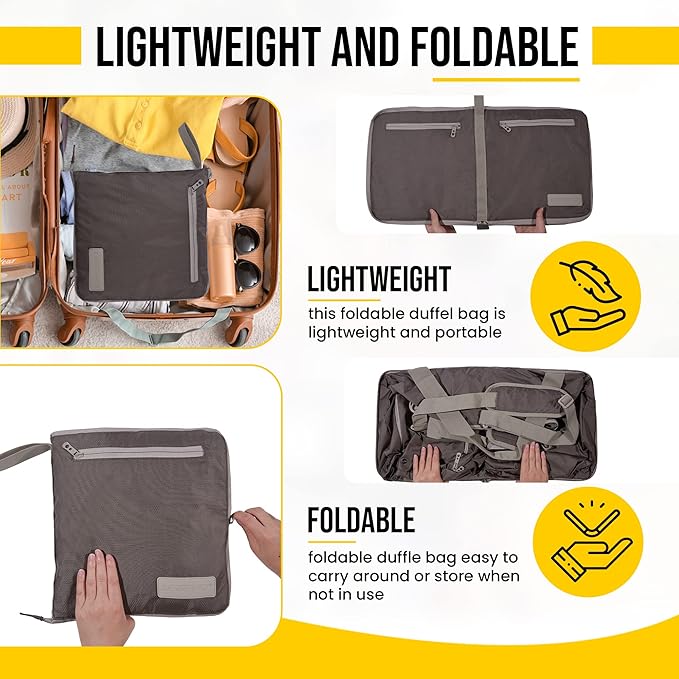 LEGEND 60L Foldable Duffle Bag for Travel - Packable Duffle Bags w/Shoe Compartment - Tear Resistant Collapsible Duffel Bags for Traveling - Lightweight Folding Duffel Bag for Men & Women -Chocolate