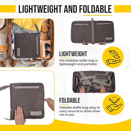 LEGEND 80L Foldable Duffle Bag for Travel - Packable Duffle Bags w/Shoe Compartment - Tear Resistant Collapsible Duffel Bags for Traveling - Lightweight Folding Duffel Bag for Men & Women -Chocolate