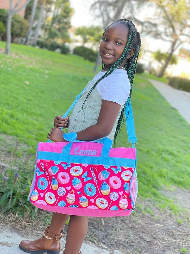 Personalized Kids 18 Inch Duffel Bag for Sports, Travel and Sleepover - Sweets