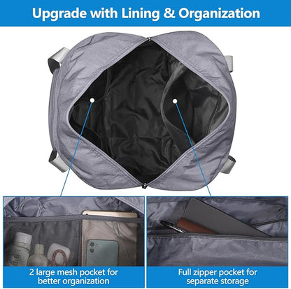 For Spirit Airlines Personal Item Bag 18x14x8 Foldable Travel Duffel Bag Underseat Carry-on Luggage for Women and men 30L(Grey)