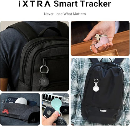 New Air Tracker Tags 4 Pack with Holder, Bluetooth Item Finder Work with Apple Find My APP (iOS Only), Easy Battery Replacement, Smart Keys Finder and Item Locator for Keys,Wallet,Pet (2Black+2White)