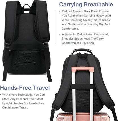 Boavan Laptop Backpack for men, 15.6 inch Laptop Bag with USB Port, Waterproof Travel Work Backpack Purse, Anti-Theft Teacher Nurse Doctor Casual Bookbags Office Business backpack，PinkBlack