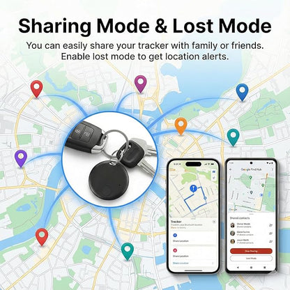 Mini Bluetooth Tracker, Air Tracker Tags for Android &iOS, Key Finder with Sound,Compatible with Google Find My Device and Apple Find My,Tracks Keys,Wallets,Luggage,Pets,No Subscription(Black -4Pcs)