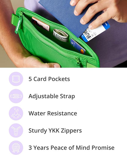 Vantamo Money Belt with RFID For Men & Women, Hidden Passport Holder for Travel, 2 Compartment Travel Fanny Pack for Women Anti Theft