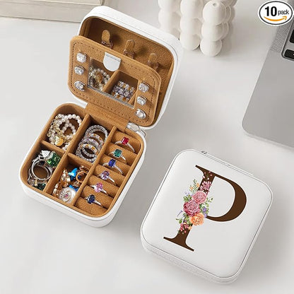 Parima Christmas Stocking Stuffers Gifts - Birthday Gifts for Her, Gifts for Wife, Gifts for Girlfriend, Gifts for Her, Personalized Initial Jewelry Box Travel Jewelry Case - Letter P, White