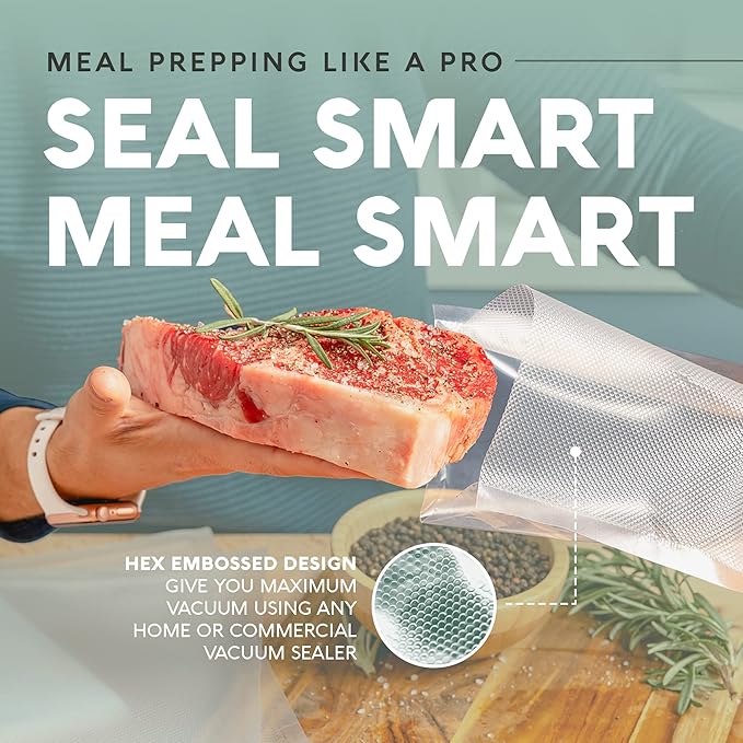 Avid Armor Vacuum Sealer Bags Pint Size, Vac Seal Bags for Food Storage, Meal Saver Freezer Vacuum Sealer Bags, Sous Vide Bags Vacuum Sealer, Non-BPA, 6 x 10 inches, Pack of 100