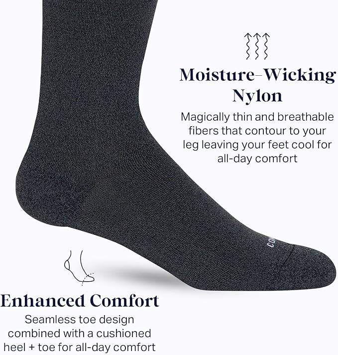 Comrad Nylon Knee High Socks - 15-20mmHg Graduated Compression Socks - Soft & Breathable Support Unisex Socks