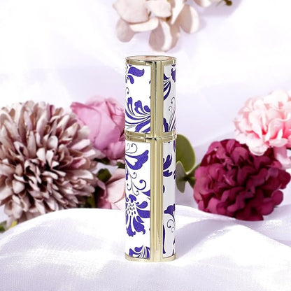 LUEXBOX Portable Perfume Bottle for Travel, Mini Refillable Perfume Dispenser, 5ml Faux Leather Leak Proof Perfume Atomizers, Blue and White Bottles Sprayer for Pocket Perfume (Blue flower)