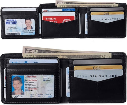 Alpine Swiss Mens Wallet for Men | RFID Protected Leather Mens Wallet | Spencer Bifold with Divided Bill Section | Gift Box | 2 ID Windows | 14 Card & Storage Pockets for Organization