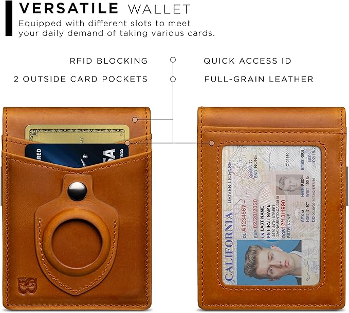 SERMAN BRANDS Money Clip Wallet - Mens Wallets slim Front Pocket RFID Blocking Card Holder Minimalist Mini Bifold