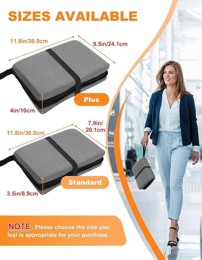 Airplane Seat Cushion Portable Travel Cushion for Comfort Foldable Stadium Pad with Breathable Fabric Seat Pad Perfect for Long Flights, Office, Bleacher, Camping