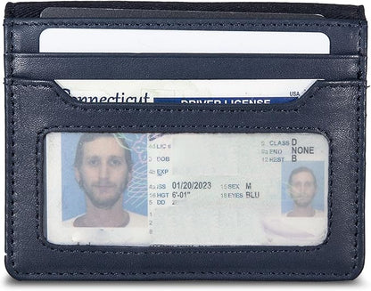 Nautica Men's Slim Wallet | Card Case | RFID Blocking | ID Window | Minimalist | Lightweight | Genuine Leather