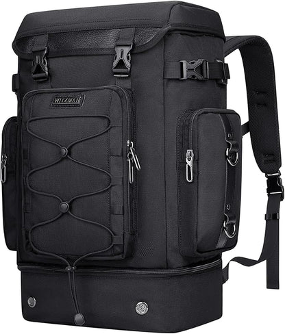 WITZMAN Travel Backpack for Men Women Carry on Bags for Airline Approved Convertible Duffle Luggage Backpack Shoe Compartment (B691 Black)