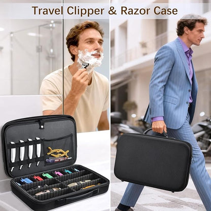 Barber Clippers Case for Travel, 17-inch X-Large Hair Cutting Supplies Bag for Groomer, Trimmer Razor Storage Case for Men, Pet Grooming Kits Organizer for Ufree/for Wahl/for Andis - Black