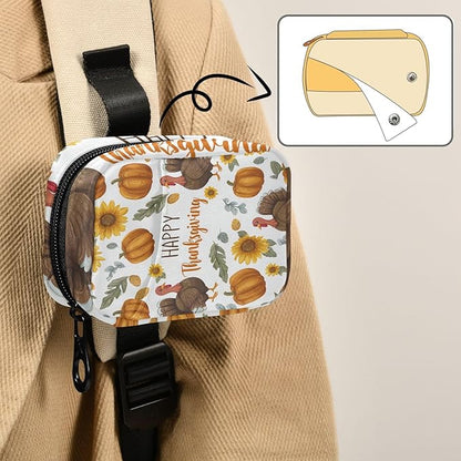 Thanksgiving Turkeys Sunflowers White Travel Pill Organizer Case Box Container Weekly Portable Vitamin Medicine Holder Storage Bag with Zipper Removable