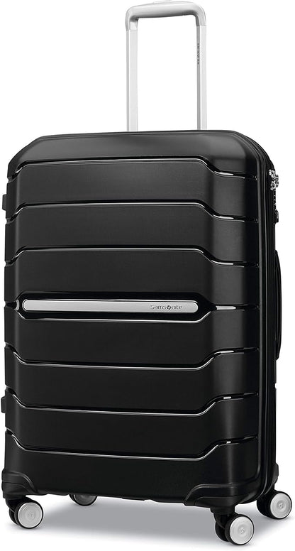 Samsonite Freeform 24-Inch Medium Luggage with Dual 360° Spinner Wheels - Checked Suitcase - TSA Lock, Airline-Approved - Durable Polypropylene Expandable Hardshell for Lightweight Travel - Black