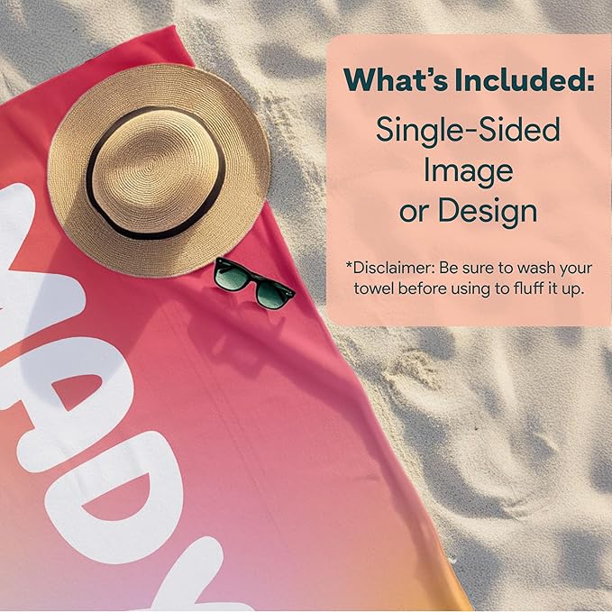 Winslow & Brody Ships Next Day - Personalized Beach Towel for Kids & Adults - Printed in USA - Custom Towels with Picture and Text - Quick Dry Pool Towels - Cotton/Poly Blend - 30" x 60" - Ombre