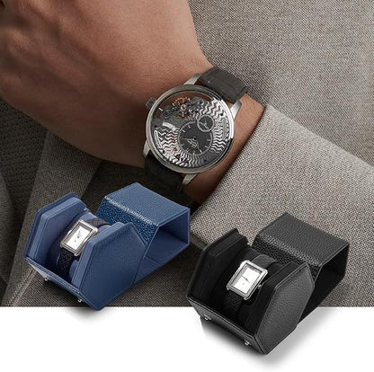 Oirlv Luxury Hexagonal Leather Watch Travel Case Single Watch Box for Men Portable Jewelry Storage Roll Organizer(1-Slot,Green)